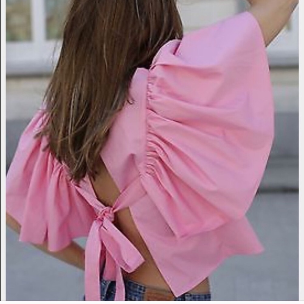 ZARA PINK PUFF SLEEVE BLOUSE -NWT - Picture 5 of 5